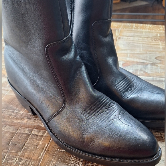 DURANGO TR820 Black Leather Side Zip Boots Men 13D Western Dress Boot Short